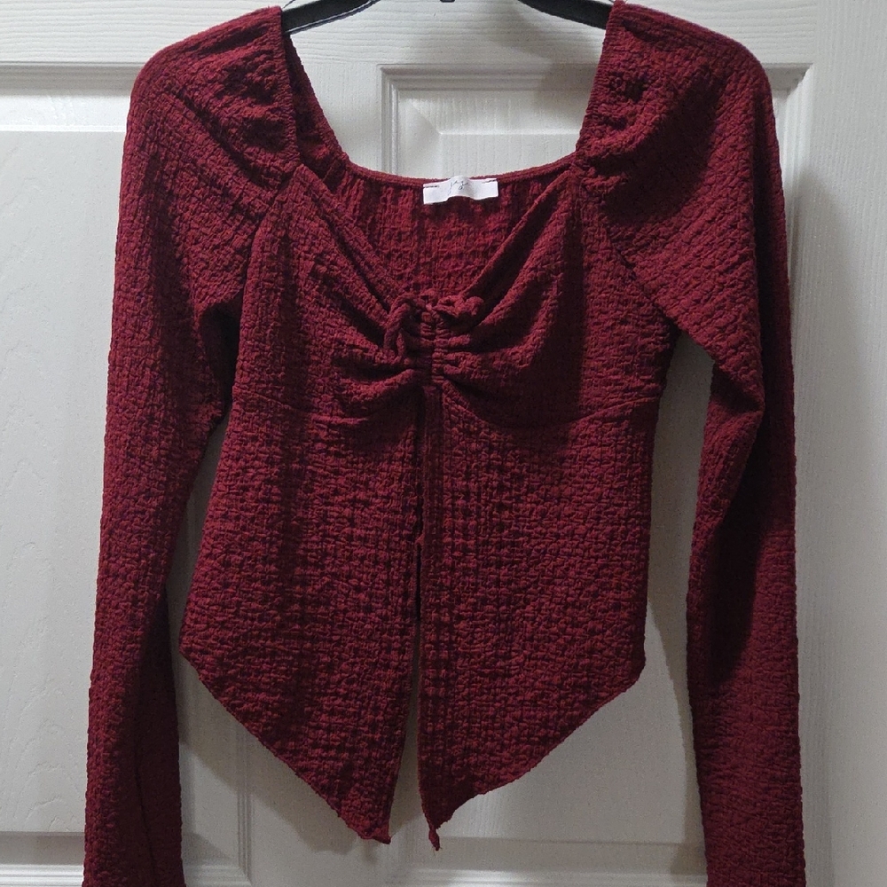 Chic Burgundy Textured Blouse